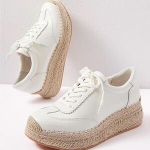 Dolce Vita Jaja White Leather Espadrille Platform Sneakers
